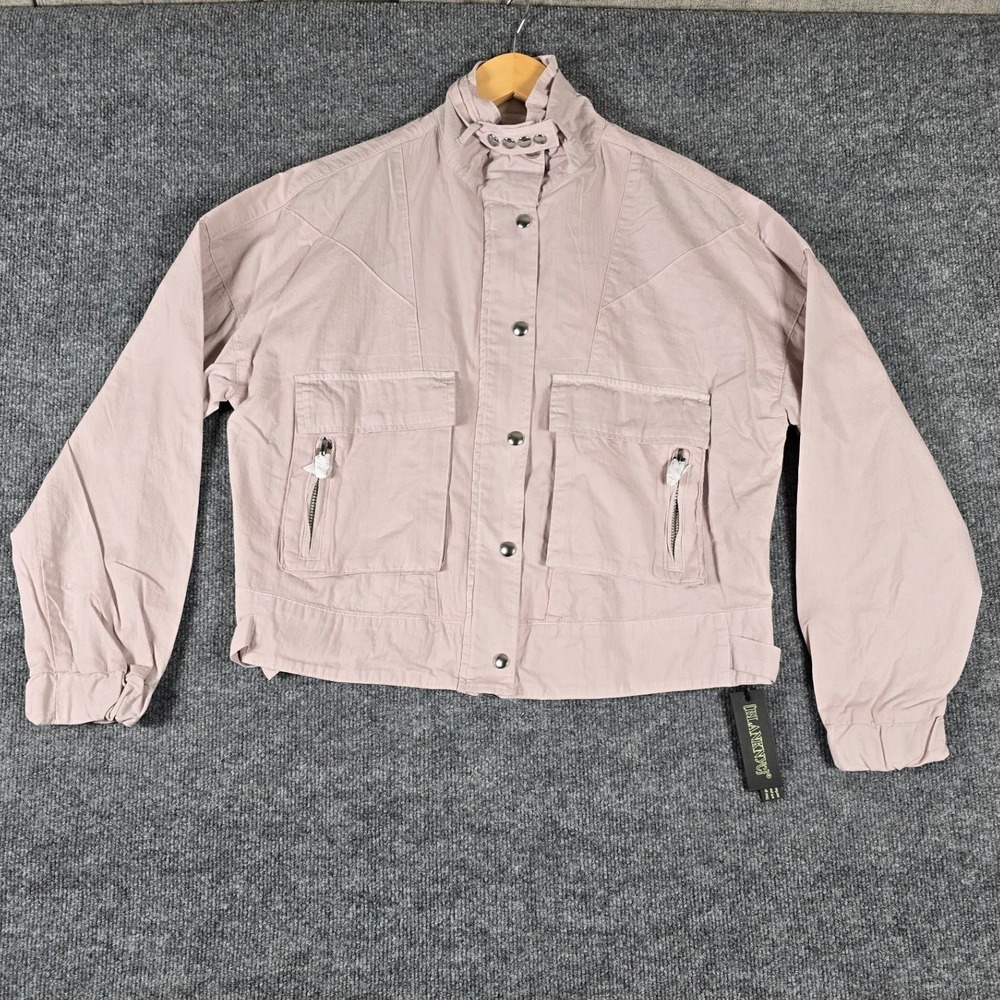 BLANK NYC Pink Cotton Utility Jacket Full Zip Pockets Studded Collar Women's M‎